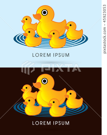 Mother and child duck graphic vector. 45923053