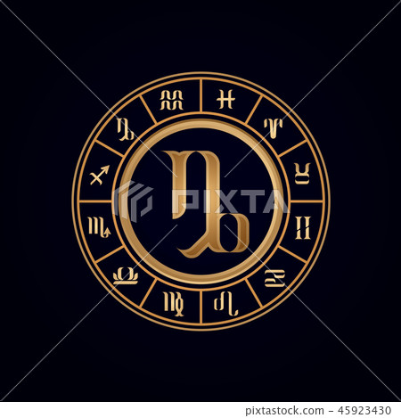 Capricorn Luxury 12 Zodiac wheel cycle sign Capricorn Luxury 12 Zodiac wheel cycle sign 45923430
