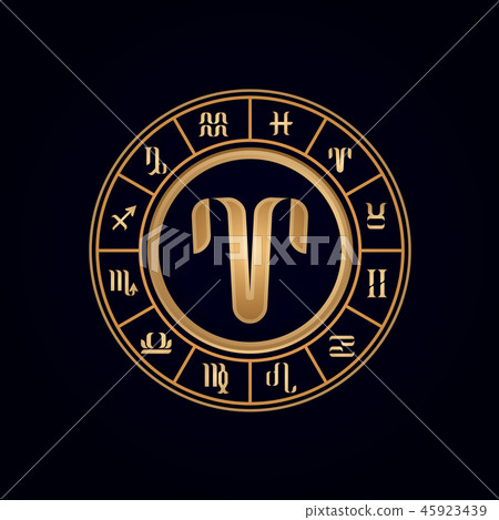 Aries Luxury 12 Zodiac wheel cycle sign  45923439