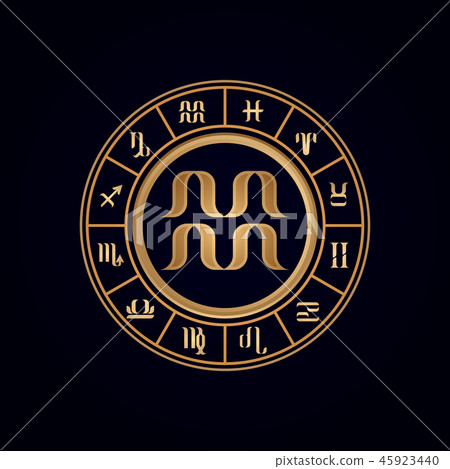 Aquarius Luxury 12 Zodiac wheel cycle sign Aquarius Luxury 12 Zodiac wheel cycle sign 45923440