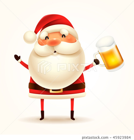 Santa Claus with beer. Isolated. 45923984