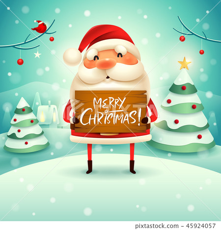 Merry Christmas! Santa Claus in the snow scene. 45924057