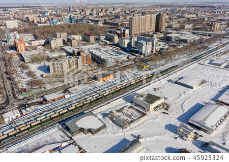 Train between districts of Tyumen city. Russia Train between districts of Tyumen city. Russia 45925324