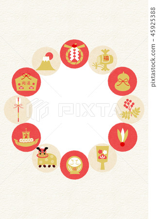 New year red and white Japanese paper admiration lease photo frame 45925388