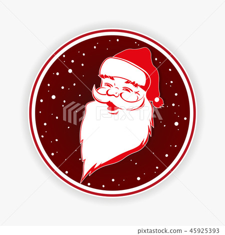Round sign with silhouette head of Santa Claus and snowflakes. 45925393