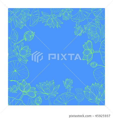Lotuses flower with line-art frame. 45925937