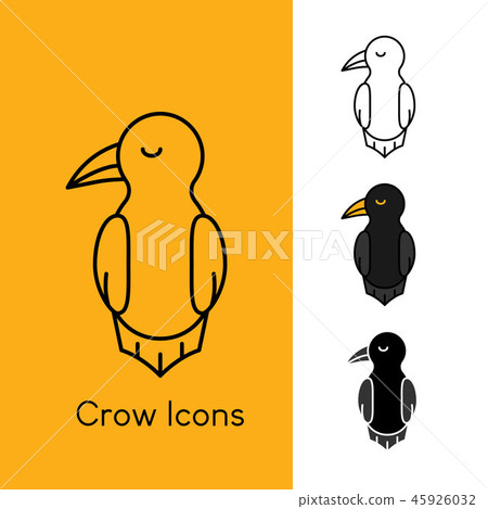 Set of Crow icon editable stroke Set of Crow icon editable stroke 45926032