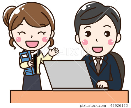 Male female office worker OL-smile conversation, consultation 45926153