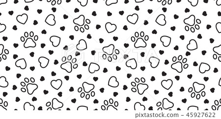Dog Paw seamless pattern heart vector bulldog cute 45927622