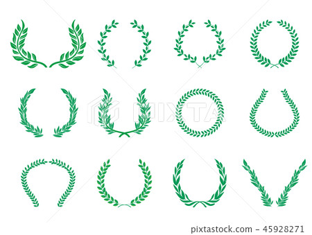 Laurel Ornament (Green) Laurel Wreath Illustration Set | 45928271