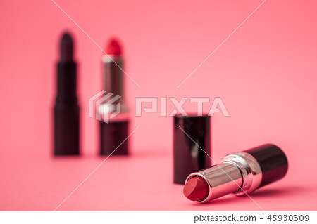 Matt Lipsticks on Pink Background 45930309