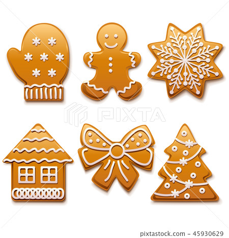 Vector Christmas Gingerbread Icons 45930629