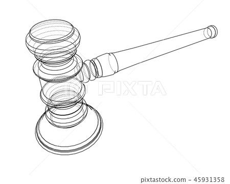 3D outline gavel. Vector rendering of 3d 45931358