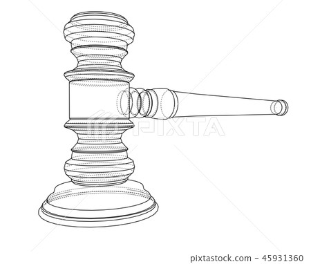 3D outline gavel. Vector rendering of 3d 45931360