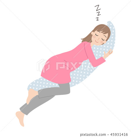 一個睡著枕頭的孕婦。 45931416