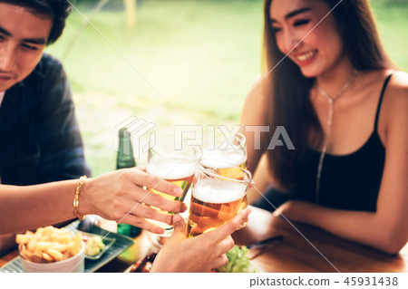 Young asian people having fun at drinking Young asian people having fun at drinking 45931438