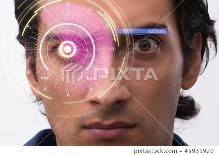 Concept of sensor implanted into human eye 45931920