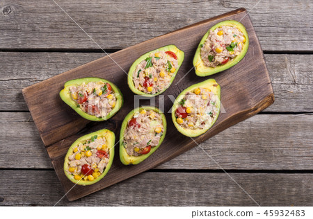 Avocado stuffed with salad Avocado stuffed with salad 45932483