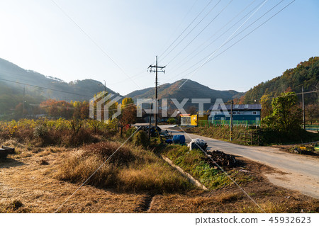 Morning landscape of serene rural 45932623