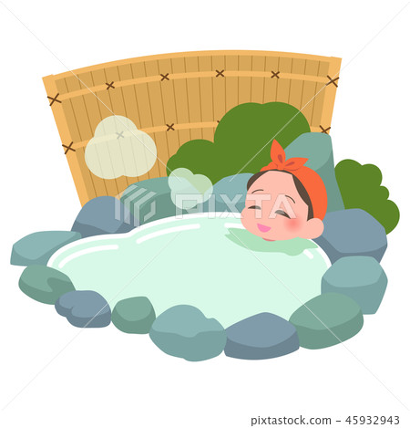 A woman on a hot spring - Stock Illustration [45932943] - PIXTA