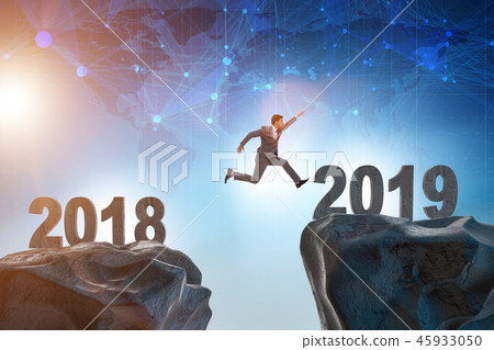 Concept of transition between 2018 and 2019 45933050