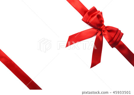 Shiny red satin ribbon on white background Shiny red satin ribbon on white background 45933501
