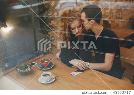 couple in a cafe couple in a cafe 45933717