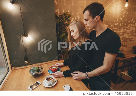 couple in a cafe couple in a cafe 45933835