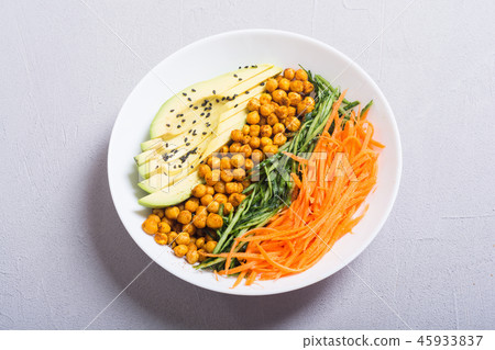 Buddha bowl with avocado cucumber carrot chickpea Buddha bowl with avocado cucumber carrot chickpea 45933837