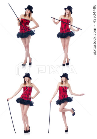 Magician woman with wand on white Magician woman with wand on white 45934496