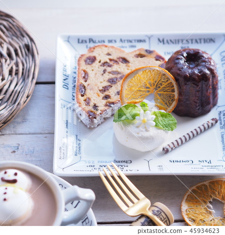 Tea time with one plate of fashionable sweets 45934623