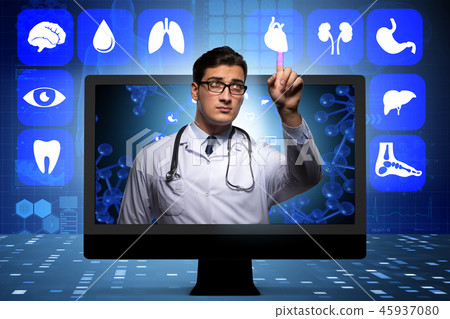 Telehealth concept with doctor doing remote check-up Telehealth concept with doctor doing remote check-up 45937080