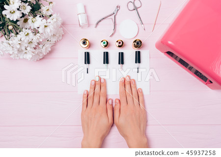 Woman hands with shellac covering 45937258