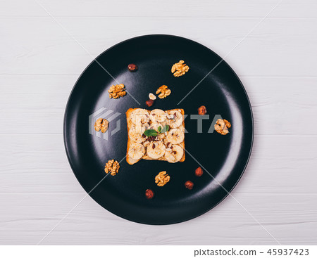 Toast with peanut butter Toast with peanut butter 45937423