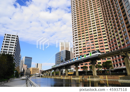November Shibaura 08 Shibaura west canal and Tokyo monorail, Yusubashi view 45937518