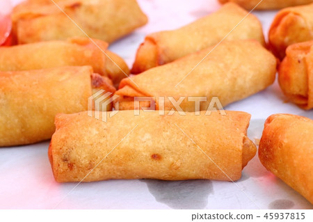 spring rolls at street food spring rolls at street food 45937815