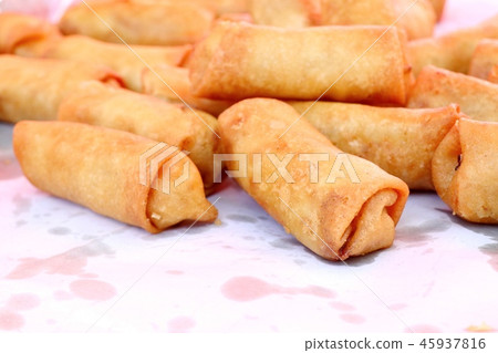 spring rolls at street food spring rolls at street food 45937816