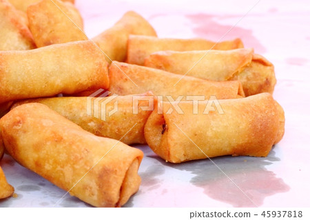 spring rolls at street food spring rolls at street food 45937818