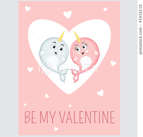 Be my valentine event card in cartoon style 45938218