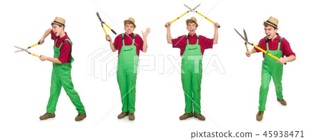 Man with shears isolated on white Man with shears isolated on white 45938471