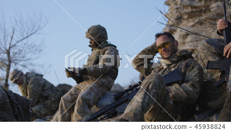 Soldiers taking a break 45938824