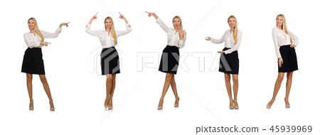 Businesswoman in business concept isolated on white Businesswoman in business concept isolated on white 45939969