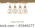 lightbulb with numbers for Happy New Year 2019 45940277