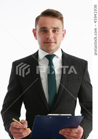 Handsome man in suit and tie look in camera chest Handsome man in suit and tie look in camera chest 45941936