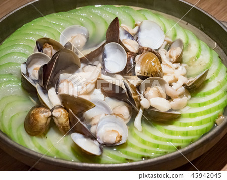 Chinese food: loofah clam soup Chinese food: loofah clam soup 45942045