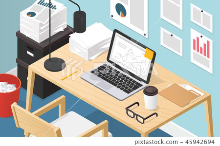Isometric Office Workplace Illustration 45942694