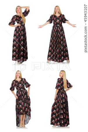 Pretty woman in romantic dress isolated on white Pretty woman in romantic dress isolated on white 45943107