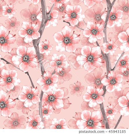 Blossom. Watercolor seamless floral pattern 45943185