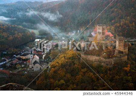Landscape with Hardegg Castle in Lower Austria 45944346