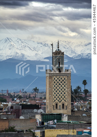 Marrakesh mosque standing tall against backdrop of Marrakesh mosque standing tall against backdrop of 45944467